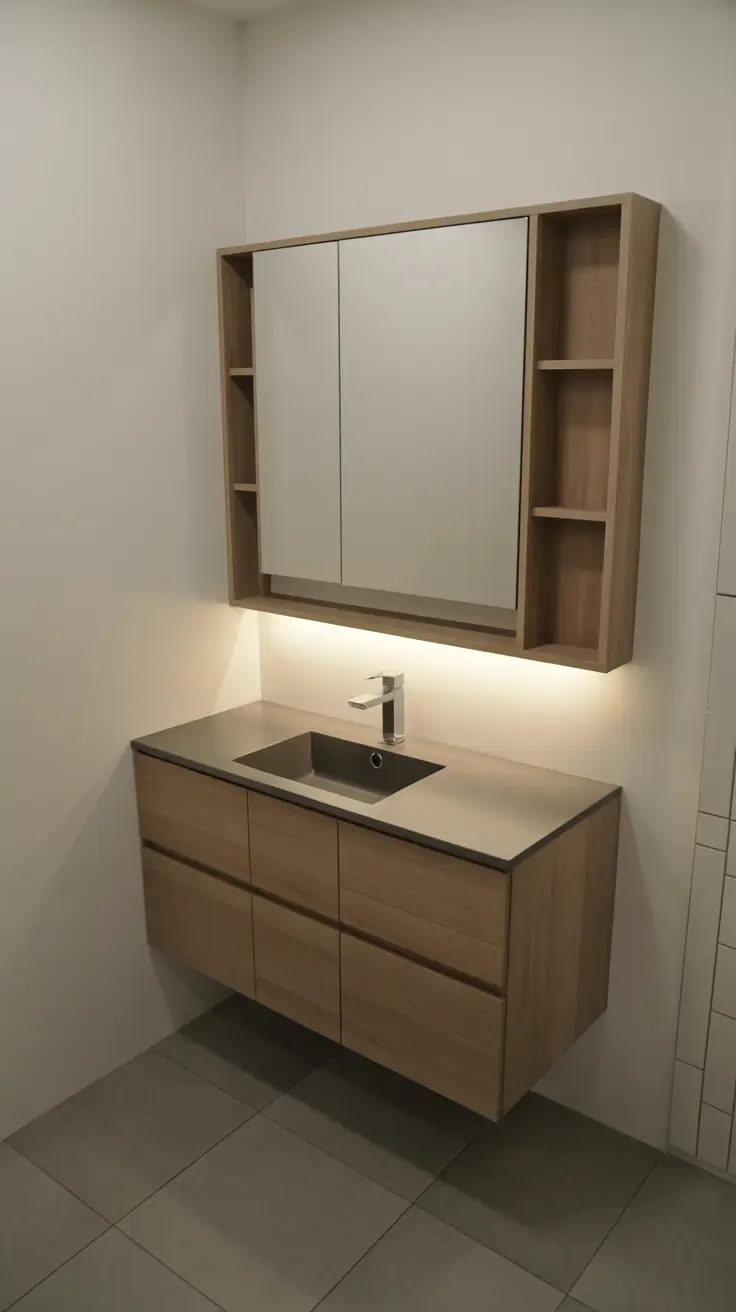 Compact Floating Vanity with Storage