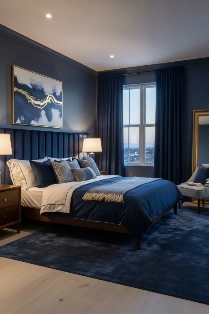 Deep Navy Blue Bedroom