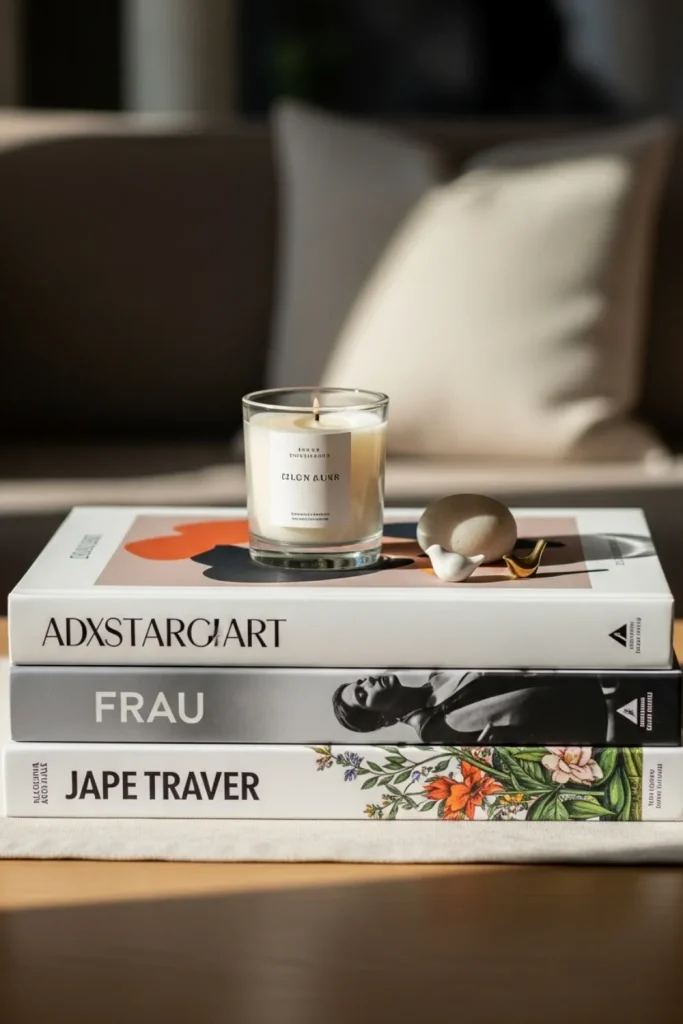 Stacked Books with Candle