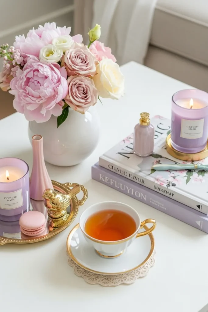 Pastel Coffee Table Decor