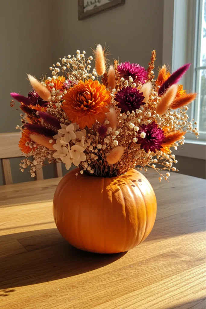 Preserved Dried Floral Pumpkin Arrangement