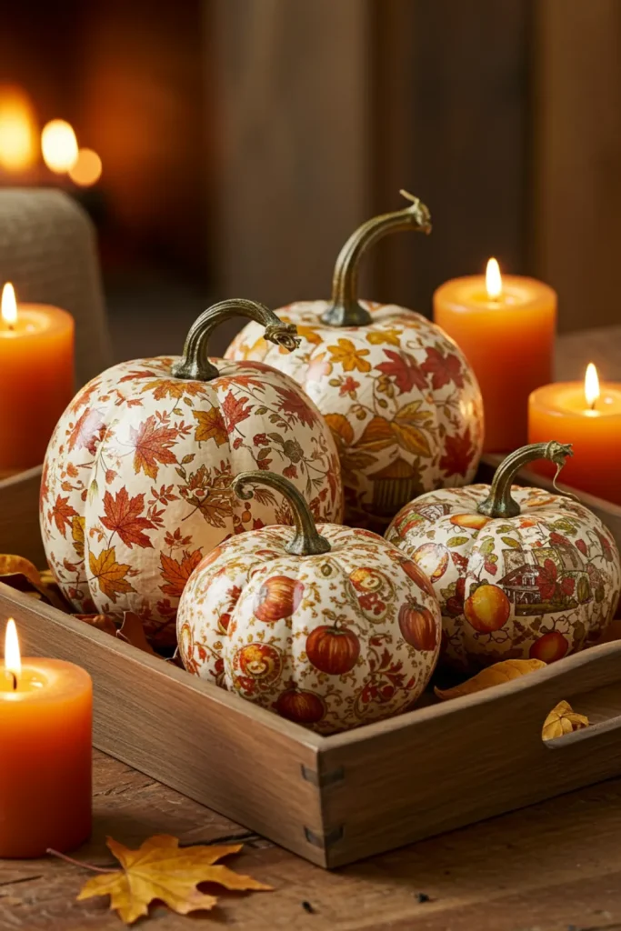 Decoupage Pumpkin with Autumnal Napkins