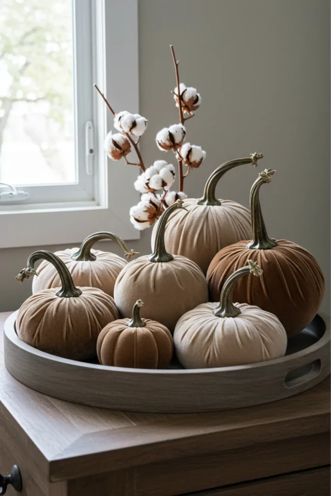 Decorative Fabric and Ceramic Pumpkins