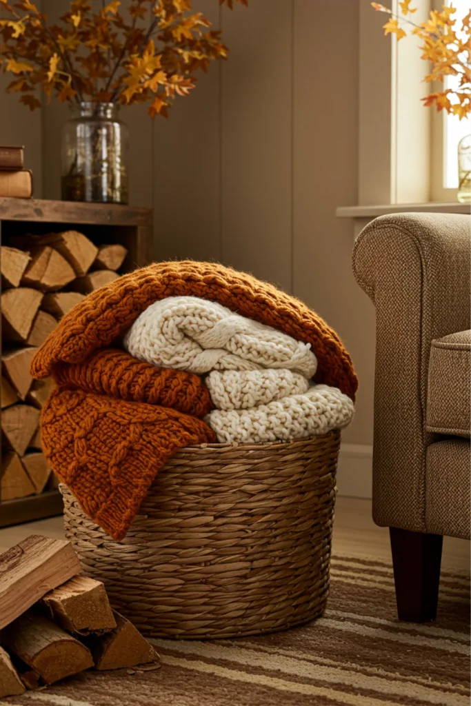Woven Baskets for Blankets and Firewood