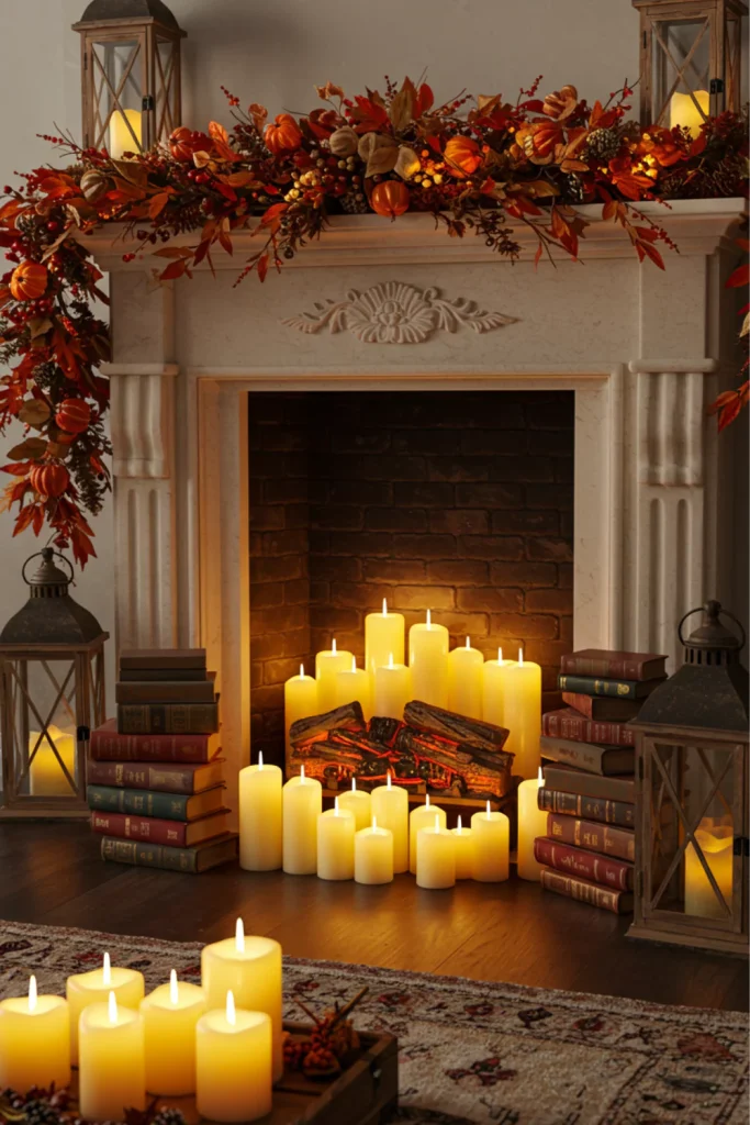 Faux Fireplace with Candles