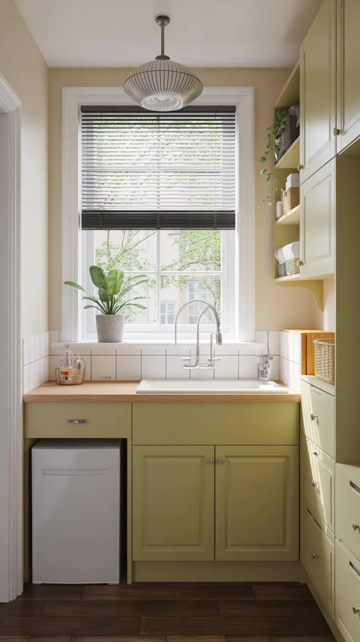 Laundry Sink with Storage and Decor
