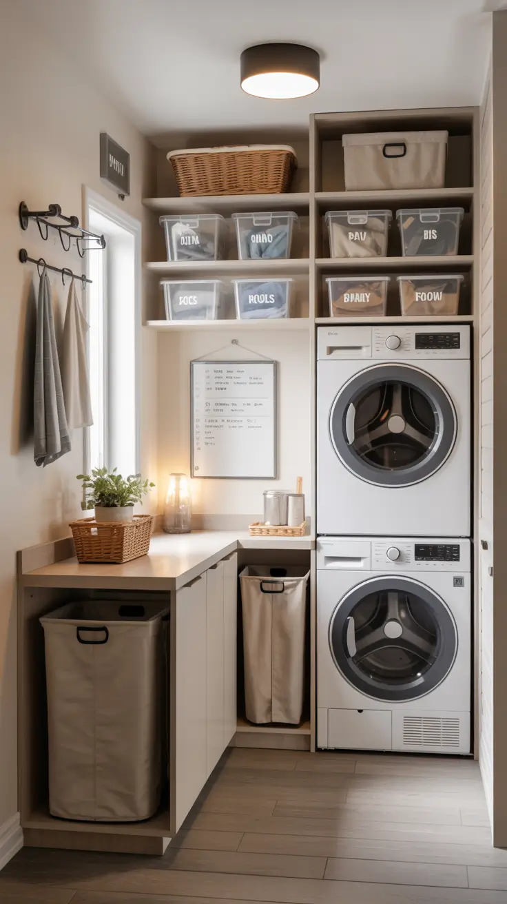 Organized Small Laundry Room