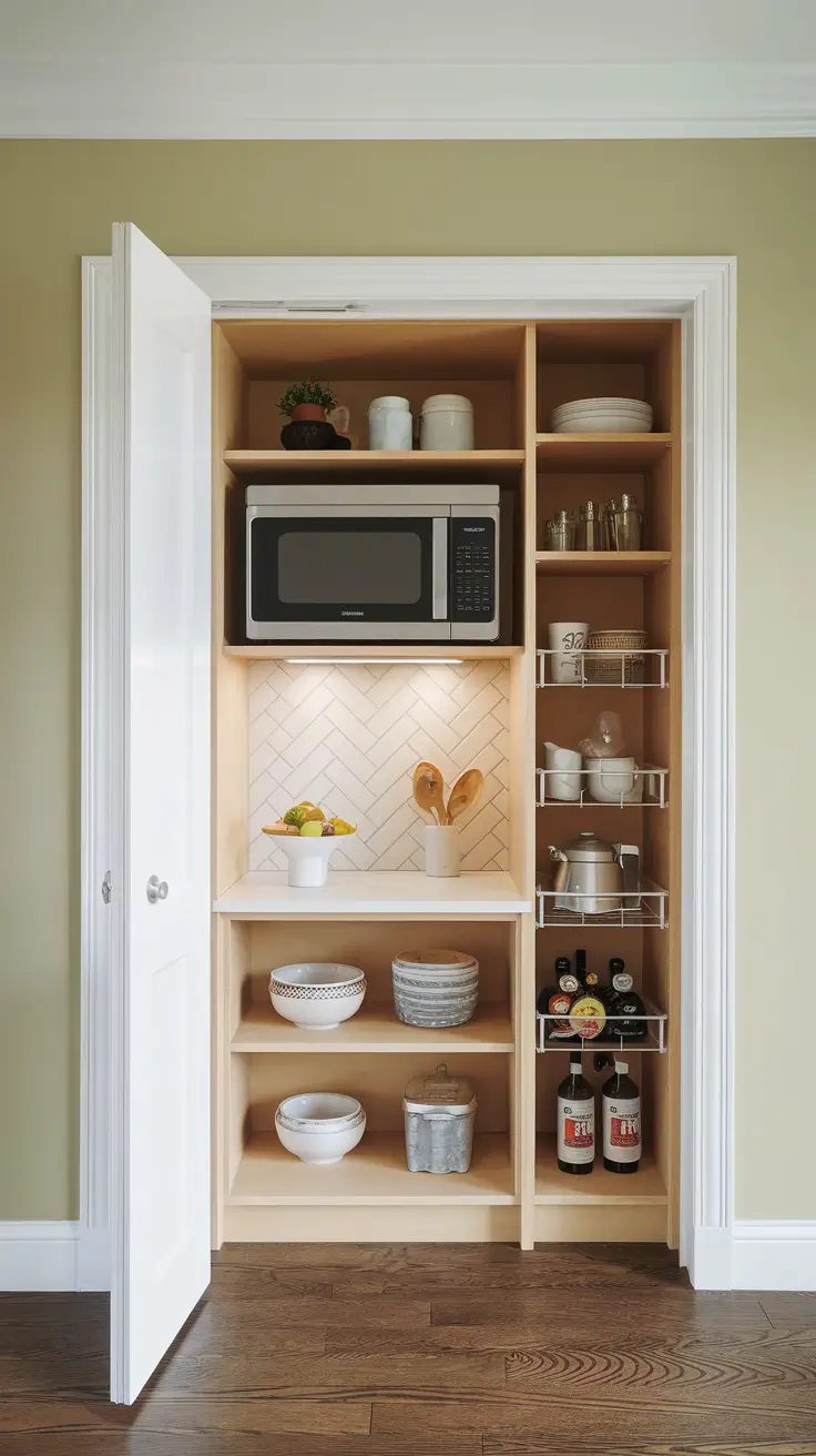 Microwave Integrated Closet Pantry