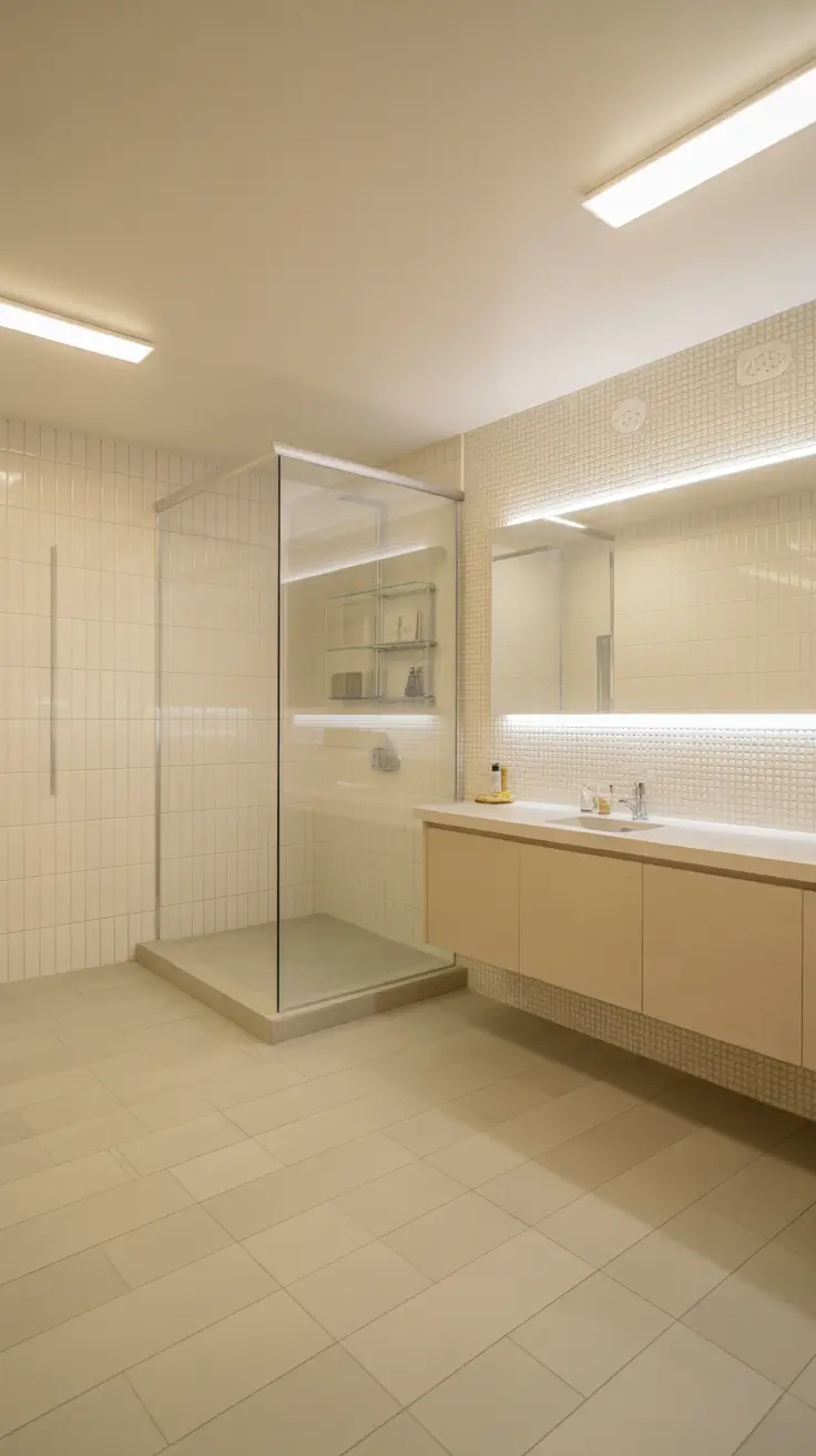Bright Windowless Basement Bathroom