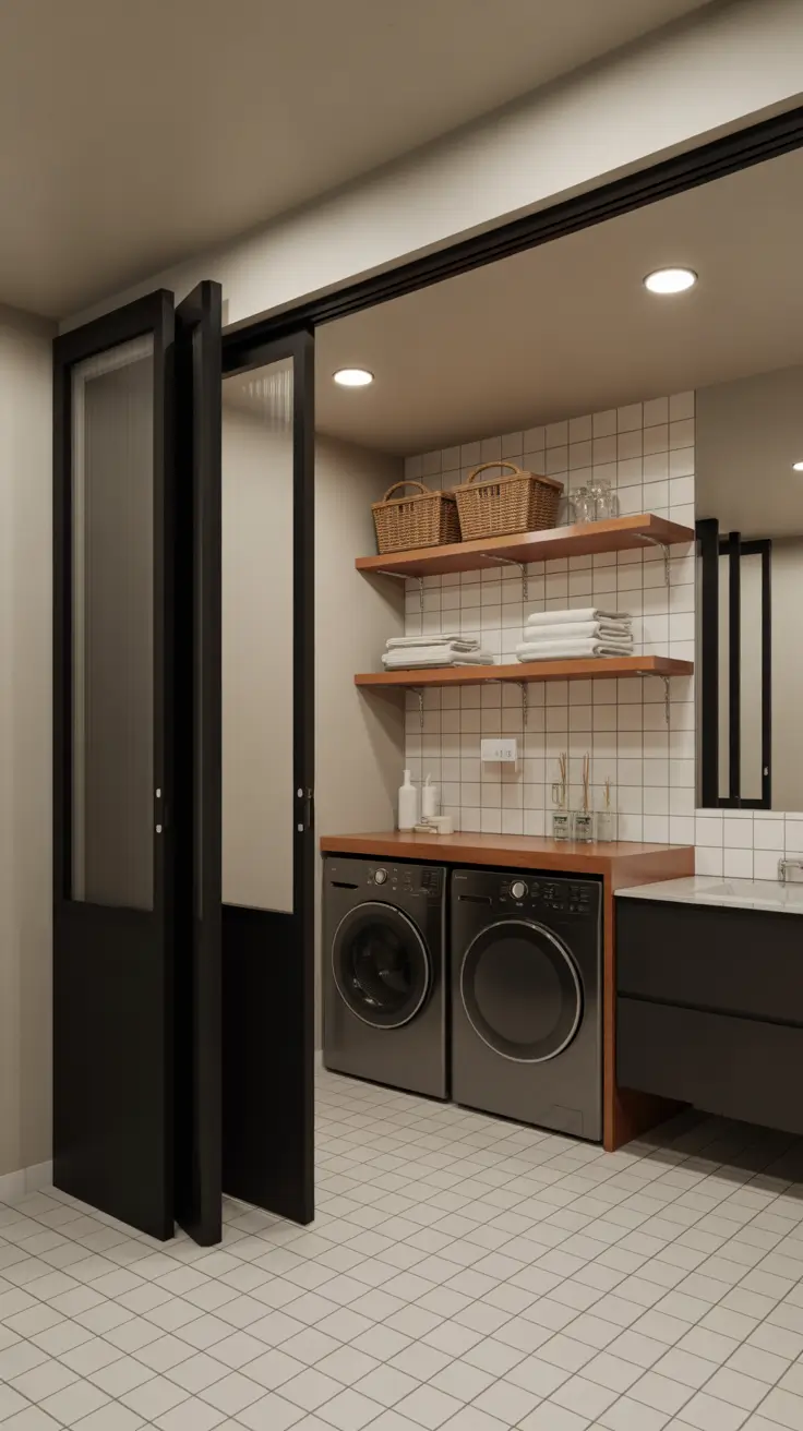 Basement Bathroom with Laundry Combo