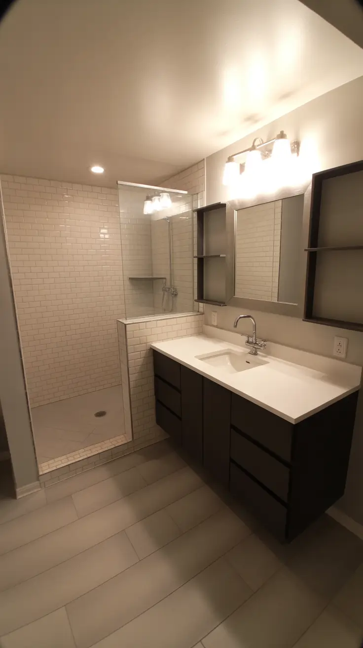 Black Vanity Basement Bathroom
