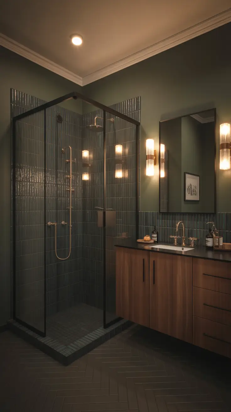 Moody Basement Bathroom Design