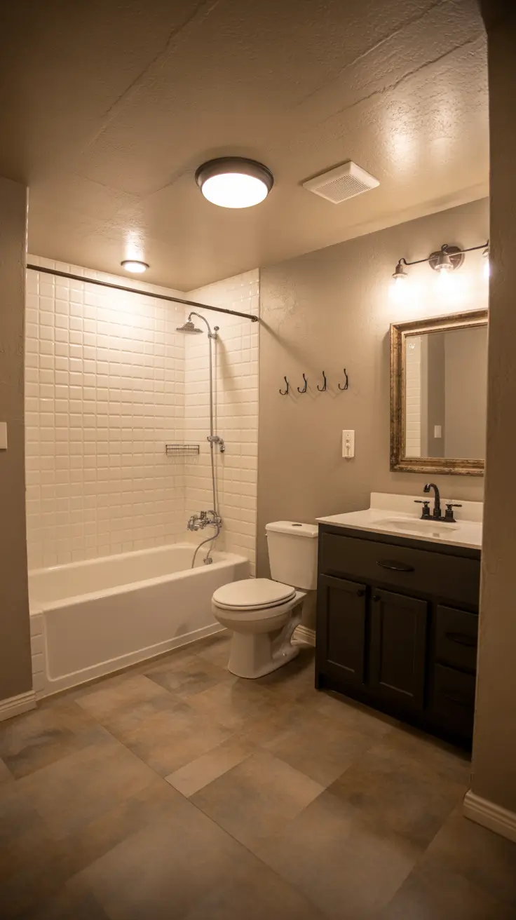Finished Basement Bathroom from Unfinished Space