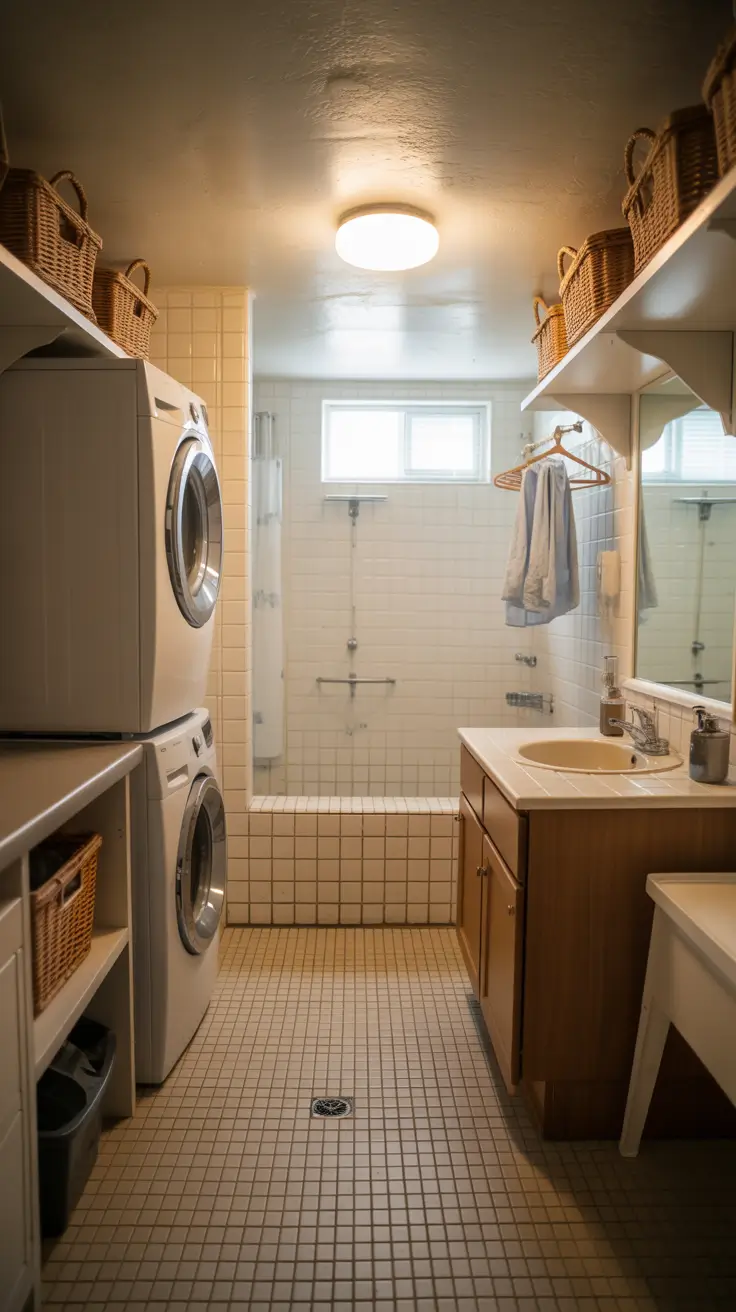 Basement Bathroom and Laundry Combo