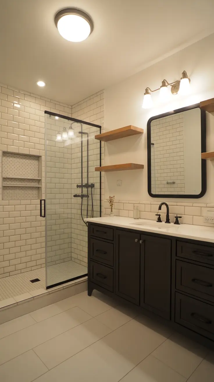 Elegant Black Vanity Basement Bathroom