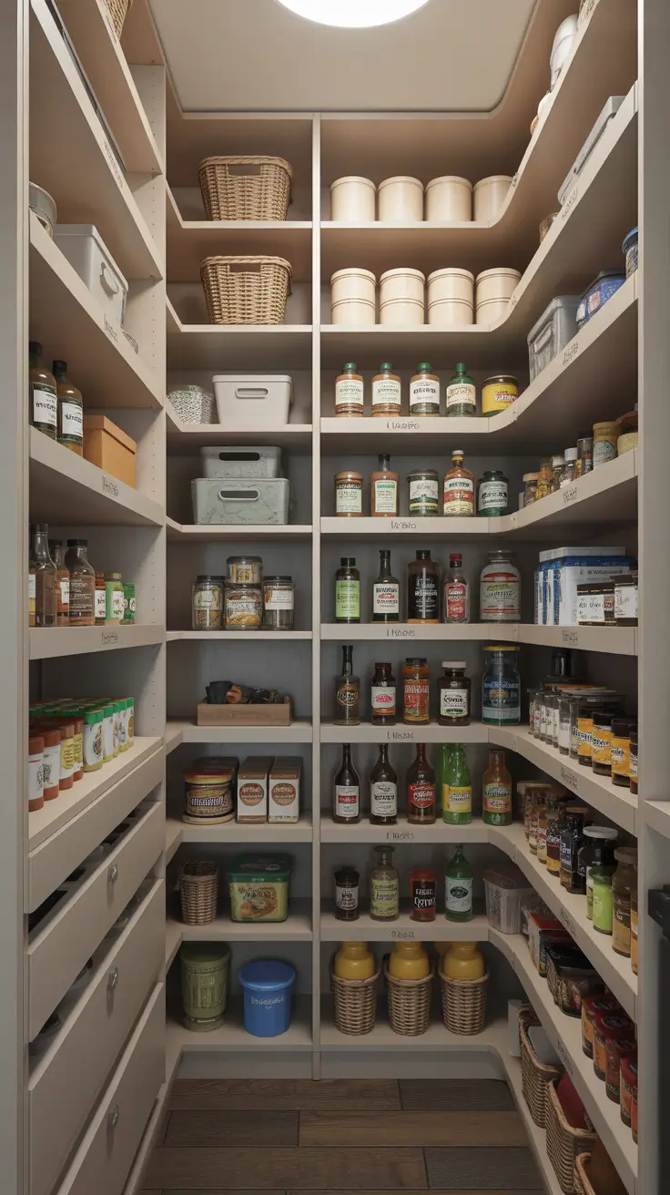 Custom Shelving for Narrow Walk-In Pantry