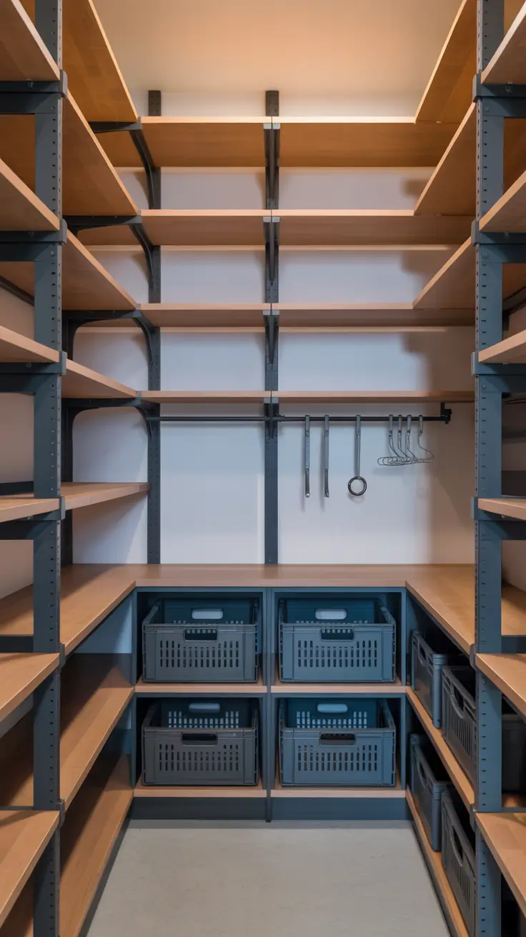 Modular Narrow Walk-In Pantry Design