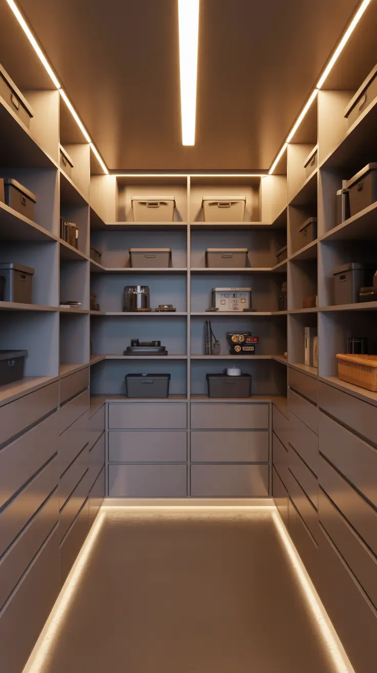 Lighting Ideas for Narrow Walk-In Pantry