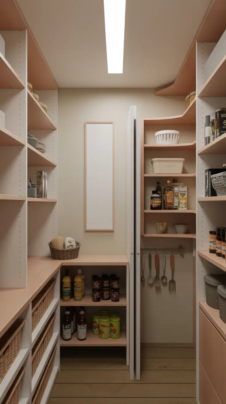 Space-Saving Narrow Pantry Layouts