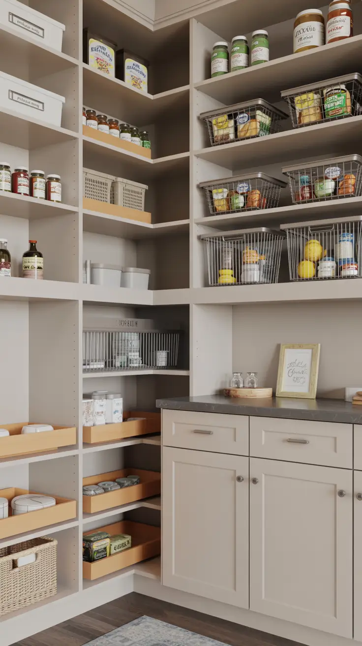 Custom Shelving for Narrow Walk-In Pantry