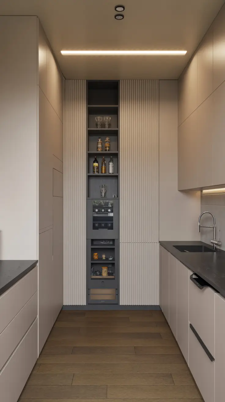 Luxury Narrow Walk-In Pantry Design