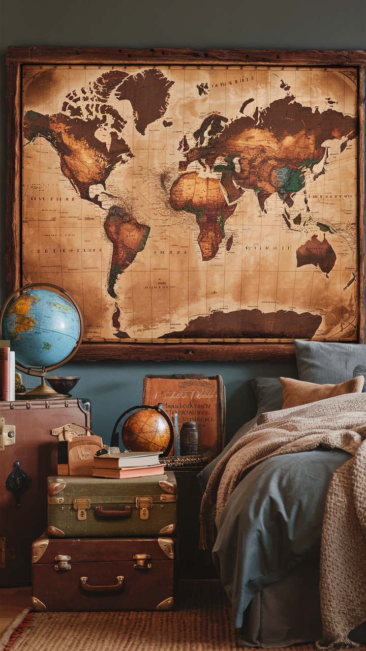 Framed Maps Bedroom Decor