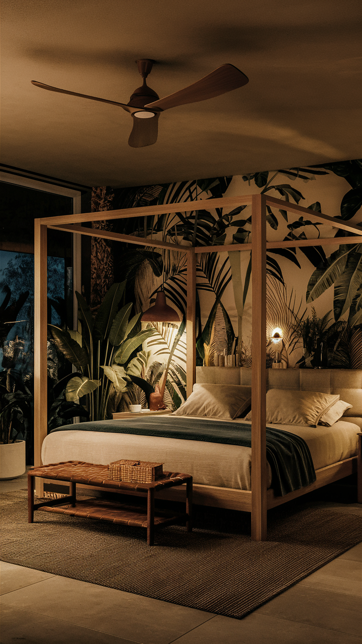 Tropical-Inspired Bedroom Oasis