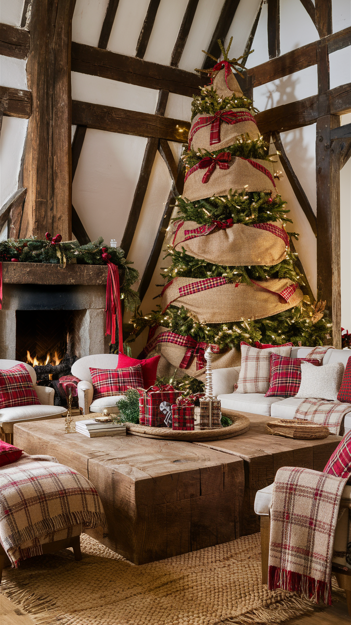 Rustic Red Christmas Living Room
