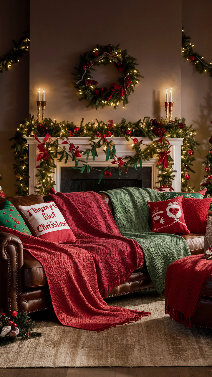 Cozy Red Christmas Living Room
