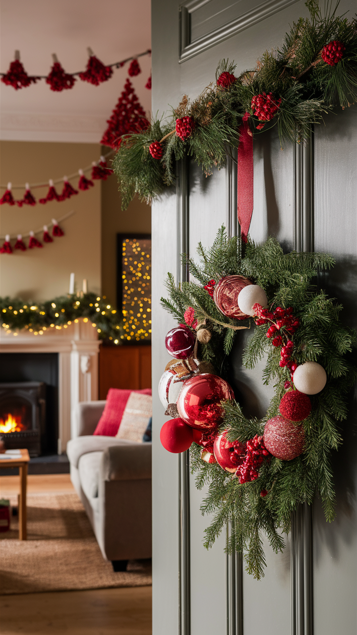 DIY Red Christmas Living Room Decor