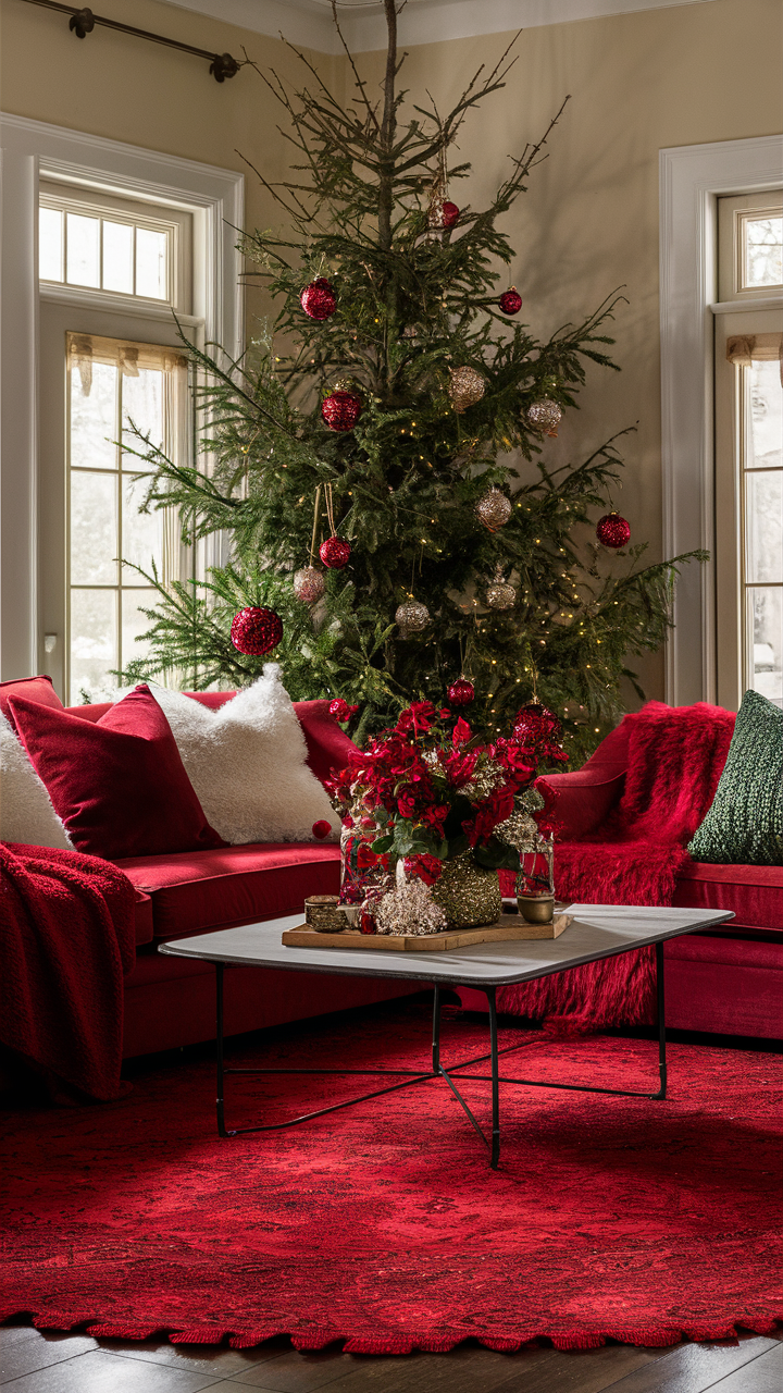 Red Christmas Rugs and Throws