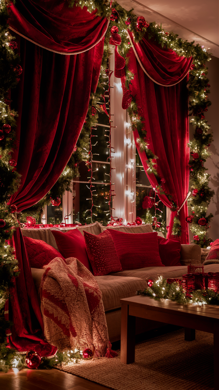 Red Christmas Curtains