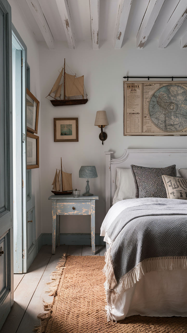 Vintage Coastal Bedroom with Antique Finds