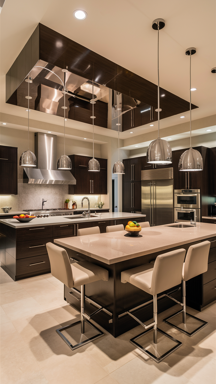 Spacious Open Kitchen with Double Islands