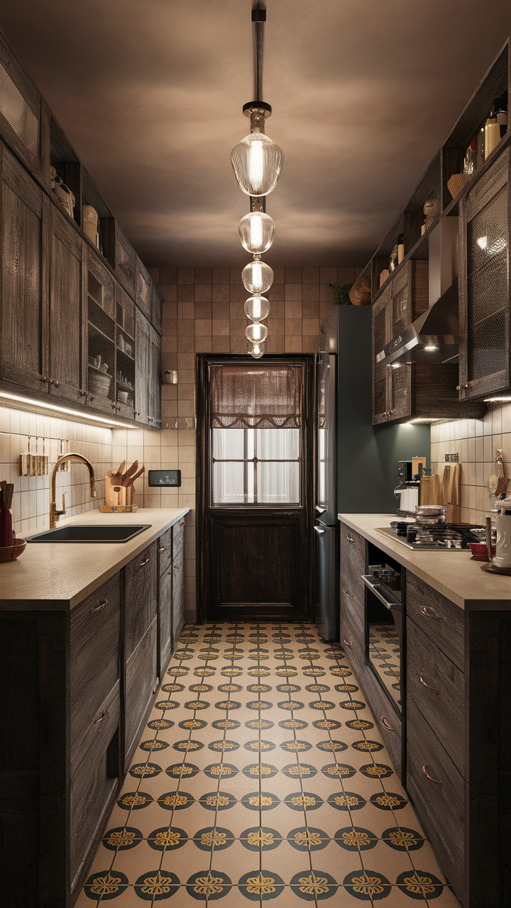 Open Kitchen with Vintage Accents and Modern Appliances