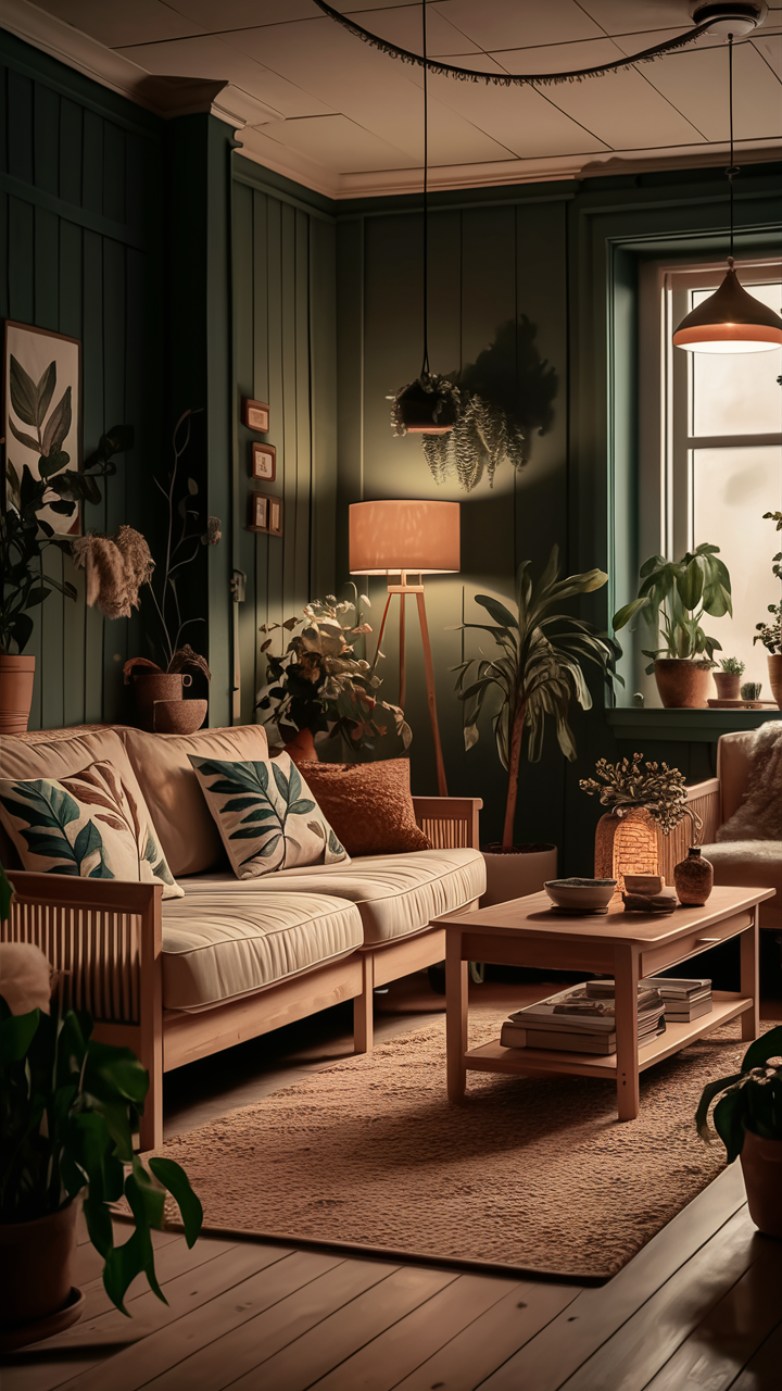 Deep Forest Green Living Room