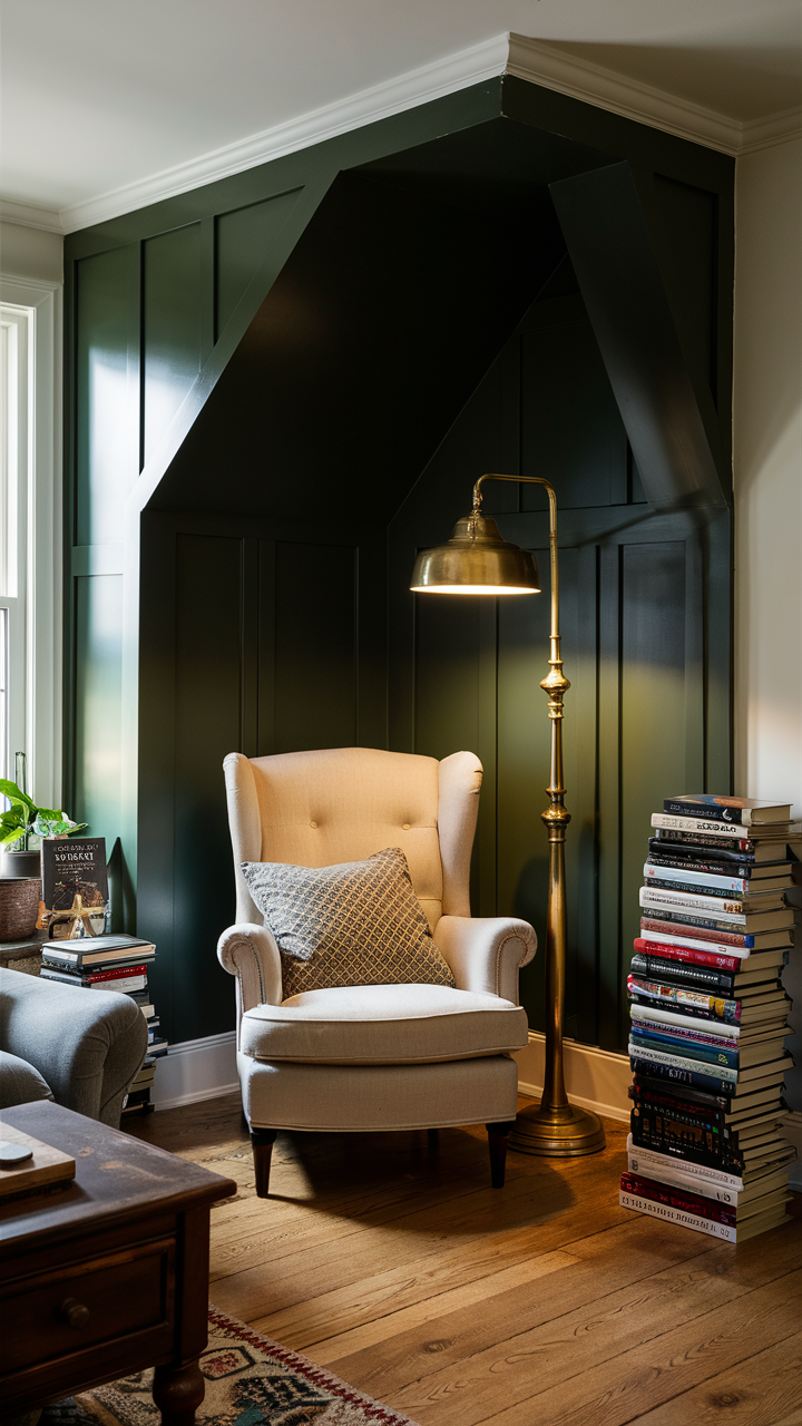 Dark Green Reading Nook