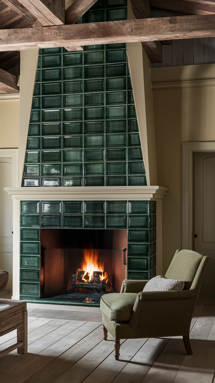 Green Tiled Fireplace
