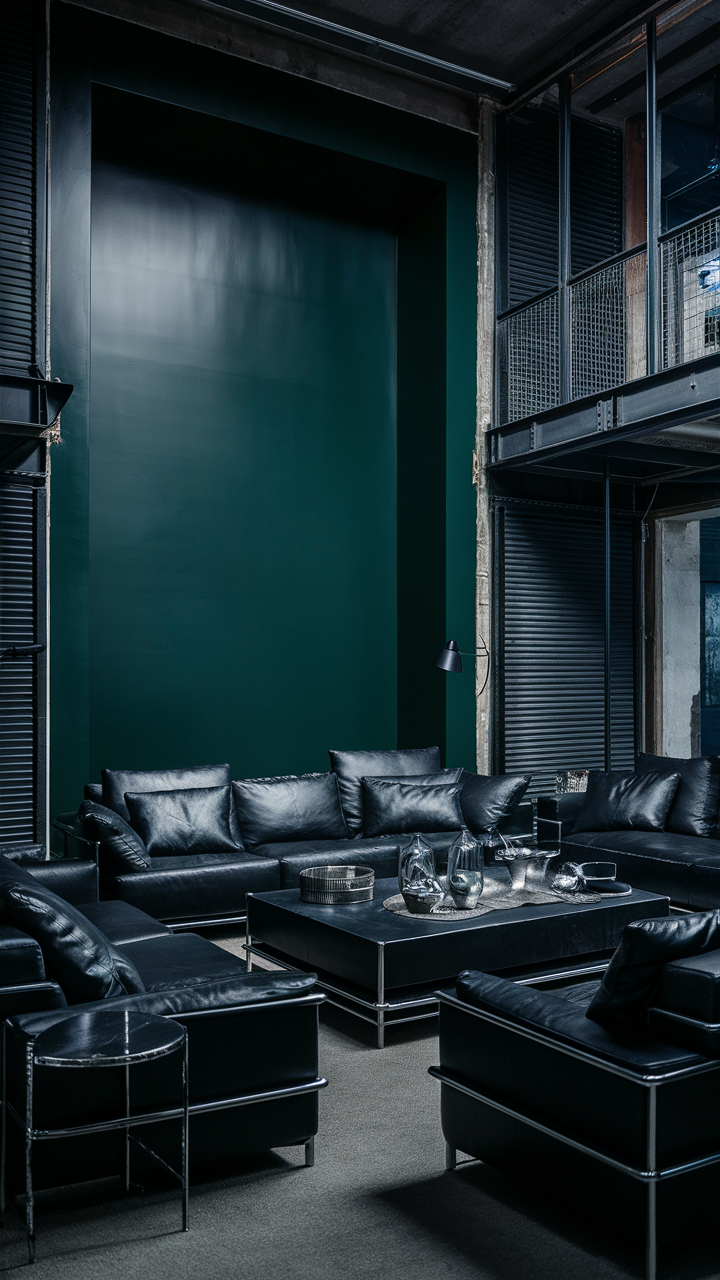 Green and Black Urban Living Room