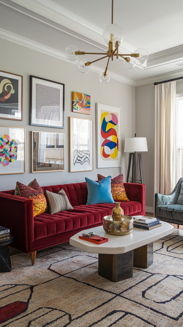 Eclectic Family Room with Bold Accents