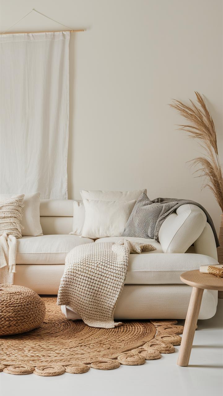 Family Room with Neutral Tones and Textures