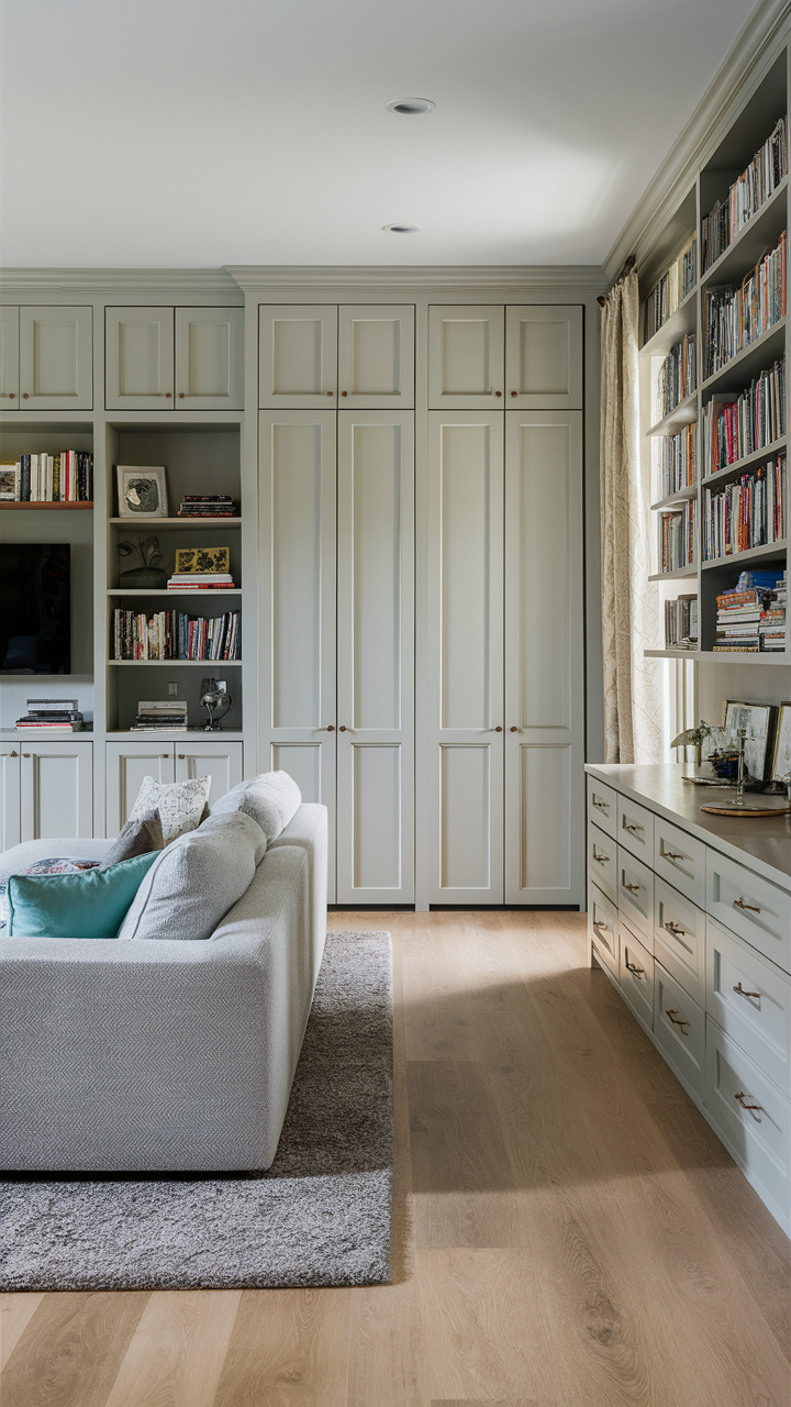 Family Room with Built-In Storage