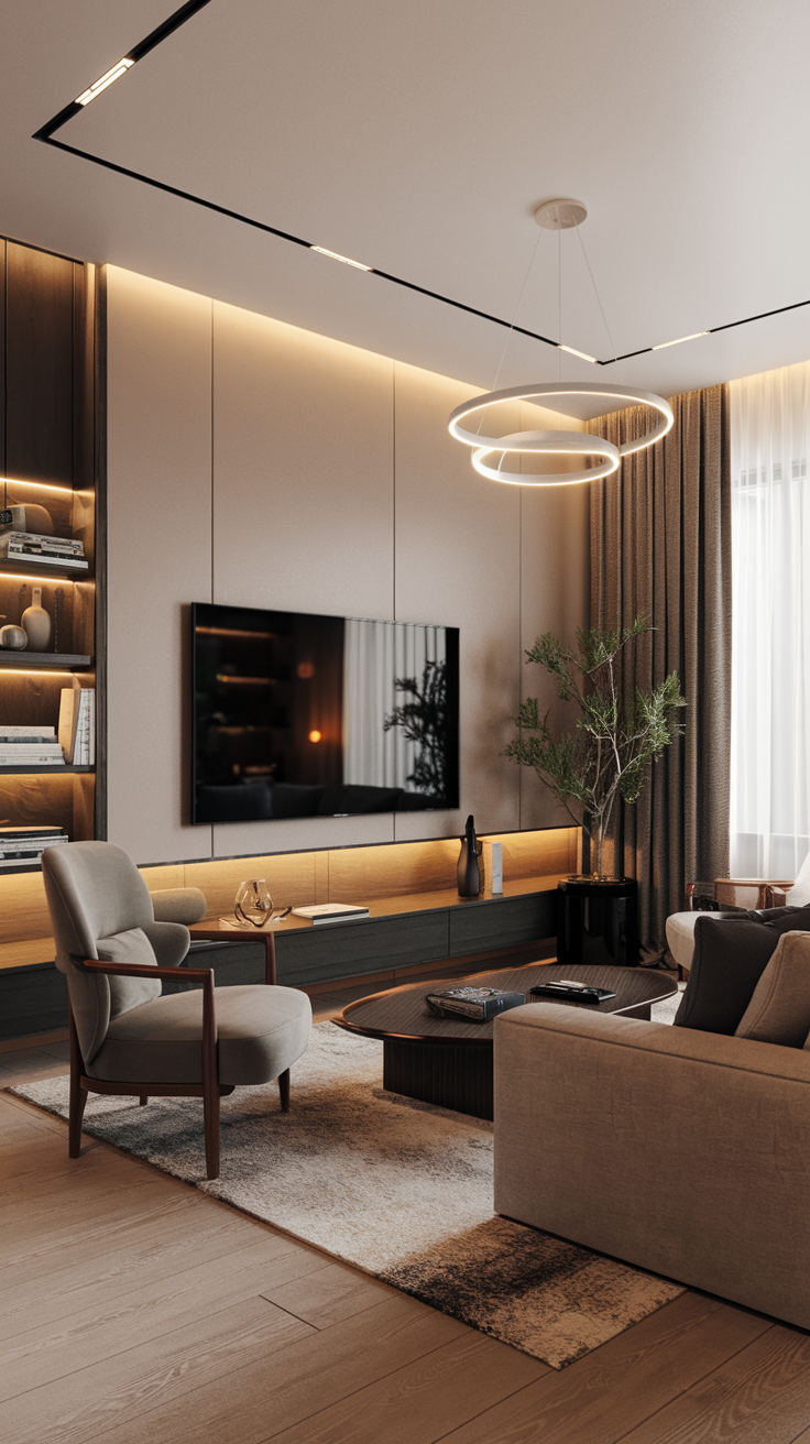 Family Room with Layered Lighting