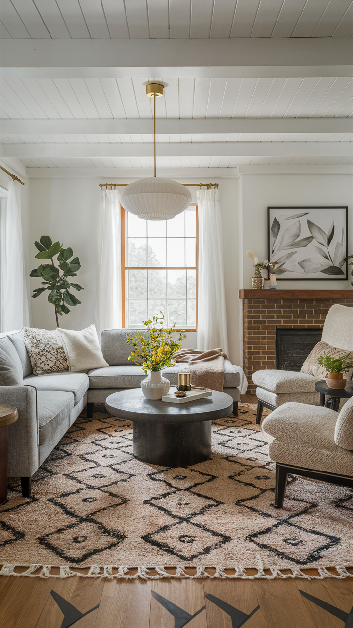 Family Room with Statement Rugs