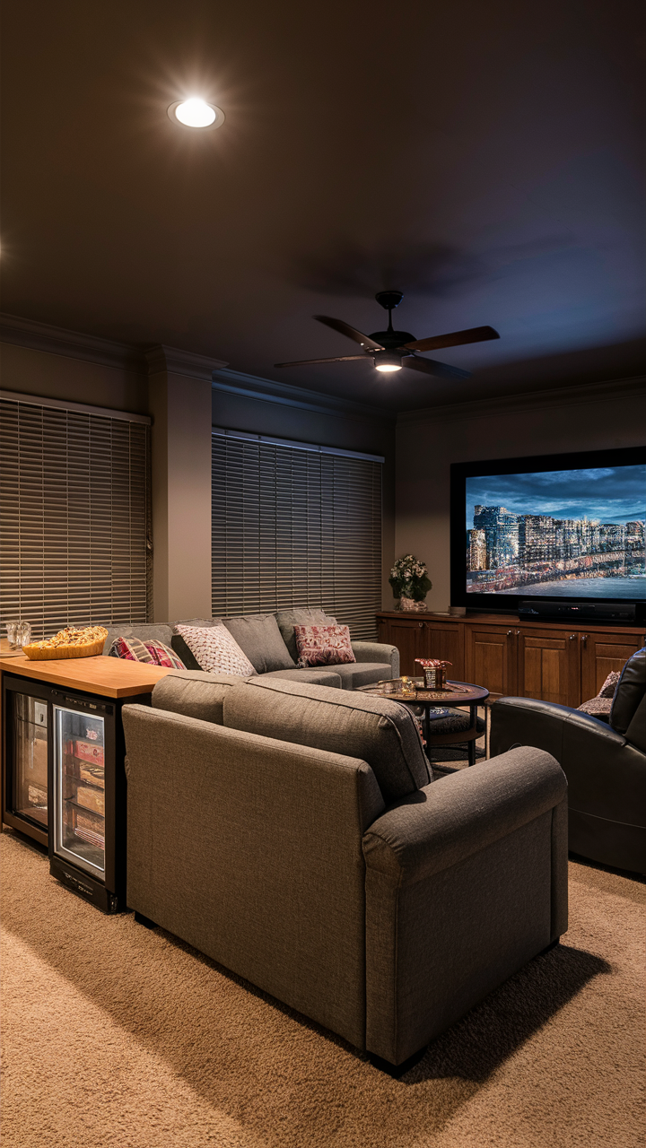 Family Room with Home Theater Setup