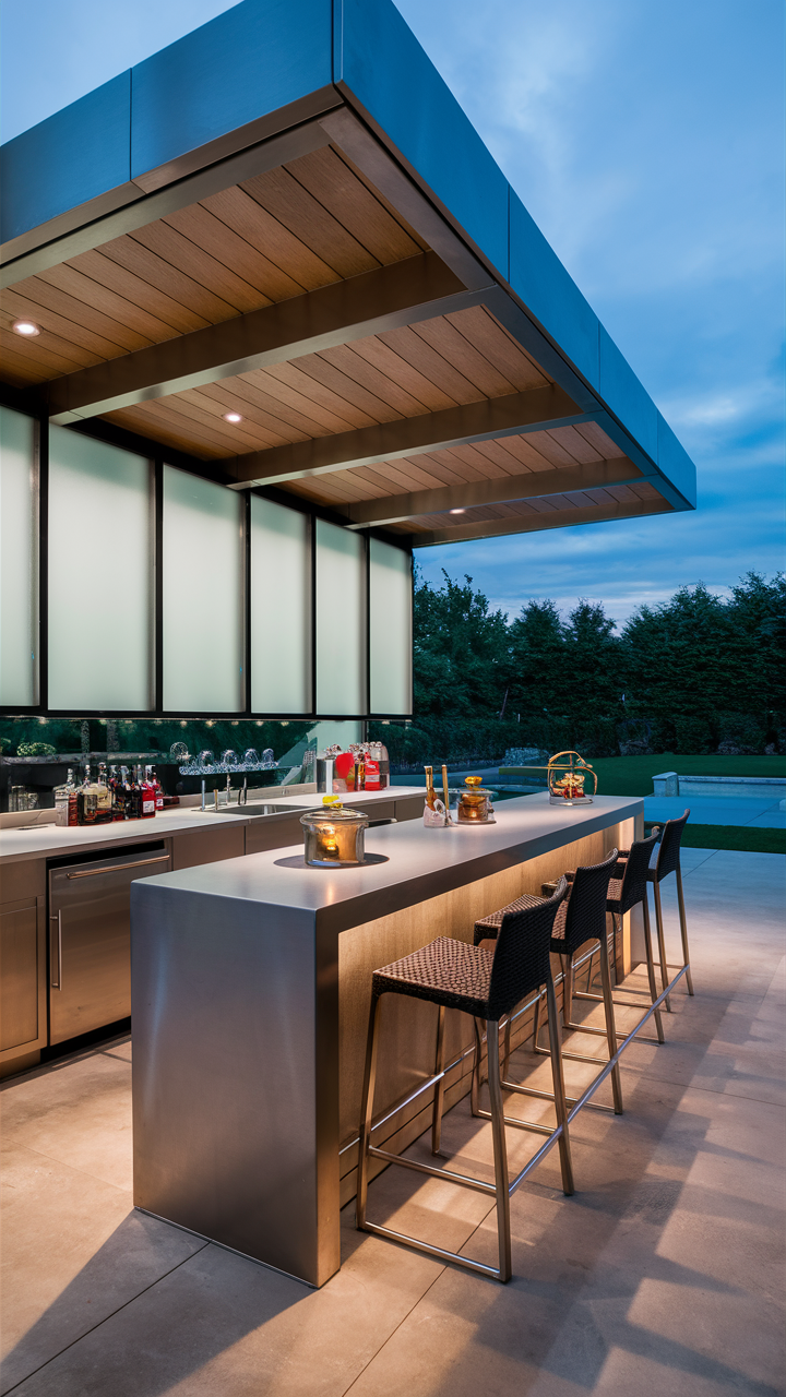 Modern Steel and Glass Bar