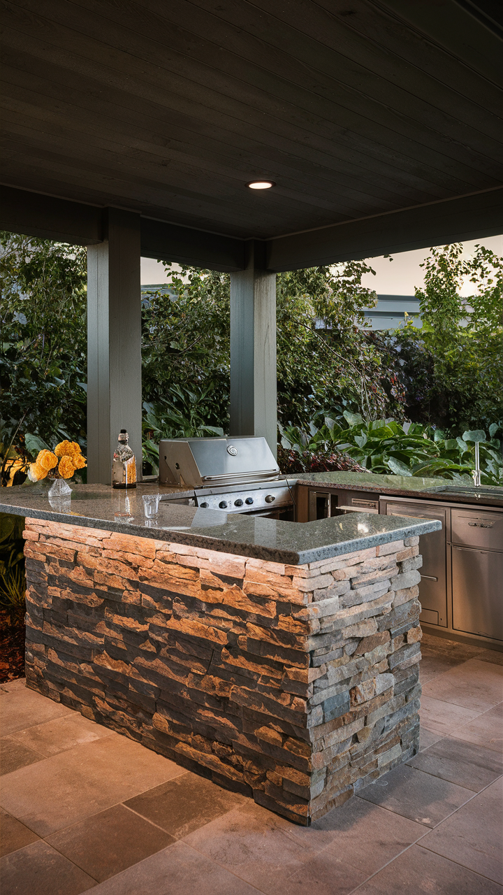 Stone-Clad Outdoor Bar