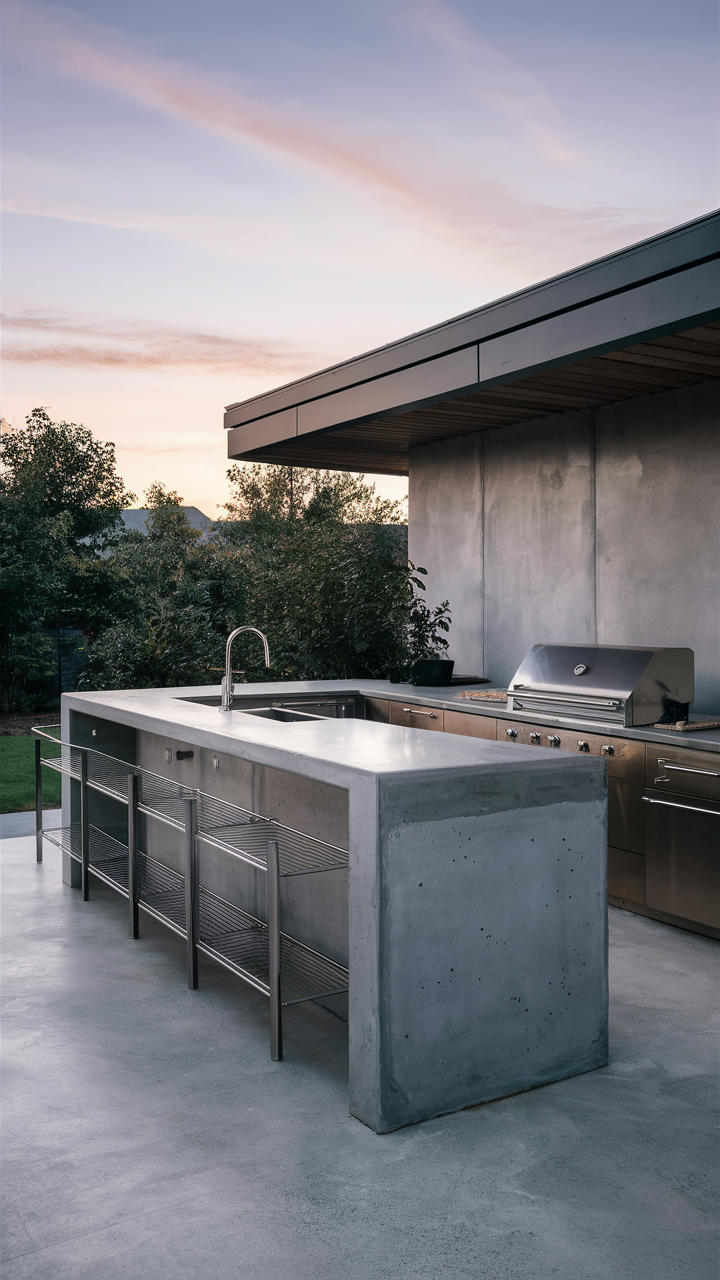 Sleek Concrete Outdoor Bar