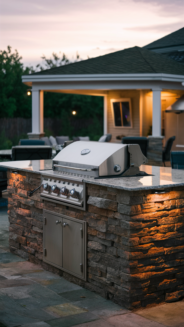 Outdoor Bar with Built-In Grill