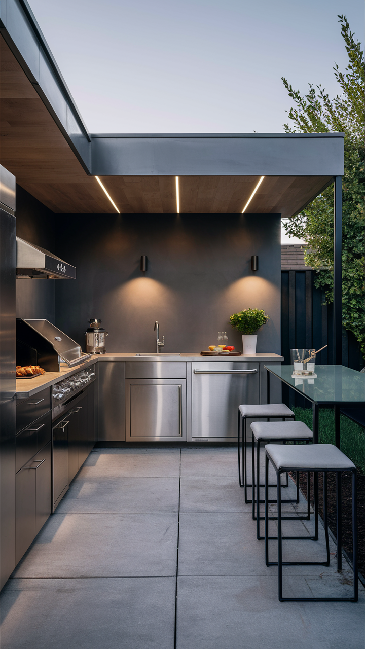 Sleek Modern Minimalist Backyard Kitchen Design